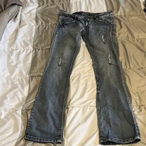 Wallflower Faded Blue Denim Jeans with Embroidered Waistband